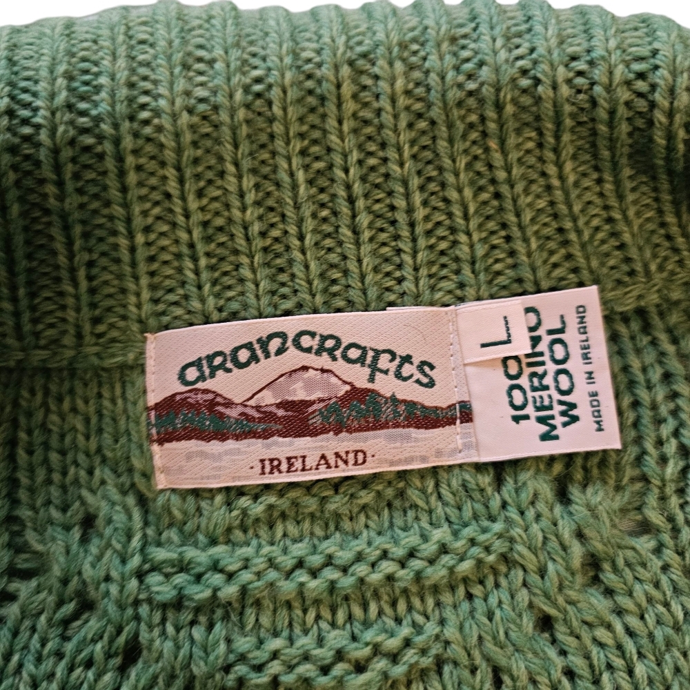 Aran Crafts Ireland 100% Merino Wool Full Zip Cardigan L - Picture 5 of 7